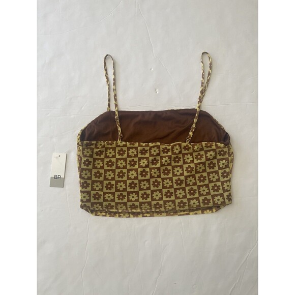 BP Women Brown Yellow Geometric Floral Flower Crop Top‎ Tank Top Women Size M - Picture 8 of 8